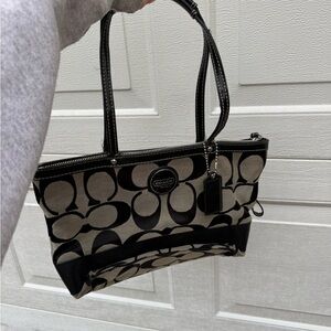 Coach Black Signature Stripe Purse